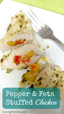 Turning Mommy Pepper feta Stuffed Chicken