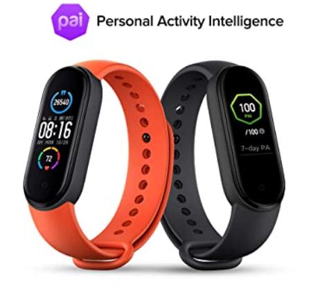 Mi Smart Band 5-1.1” AMOLED Color Display, 2 Weeks Battery Life, 5ATM Water Resistant