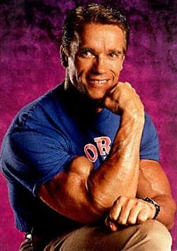 Arnold Schwarzenegger posando para sus fans