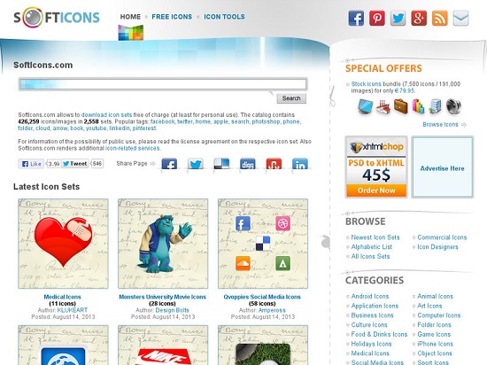 Situs Penyedia Icon Gratis SoftIcons