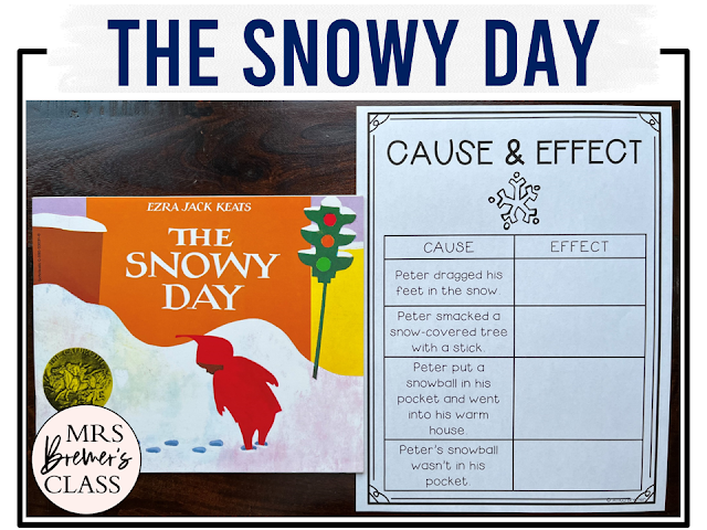 The Snowy Day book activities unit with literacy printables, reading companion activities, lesson ideas, and a craft for winter in Kindergarten and First Grade