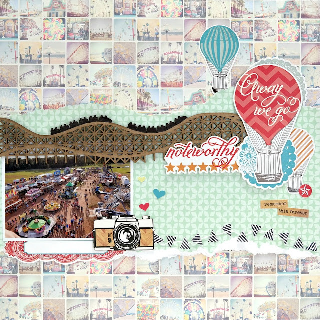 Chipboard Roller Coaster Summer Amusement Park Scrapbook Layout