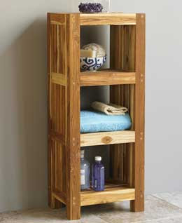 teak shelving for bathroom