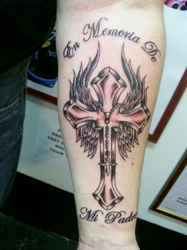 Cool Cross tattoos with Wings for Man Labels: Wings And Cross Tattoo Style