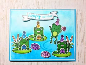 Sunny Studio Stamps: Froggy Friends birthday card by Lorna Le