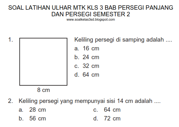 Best Soal Keliling Persegi Kelas 4