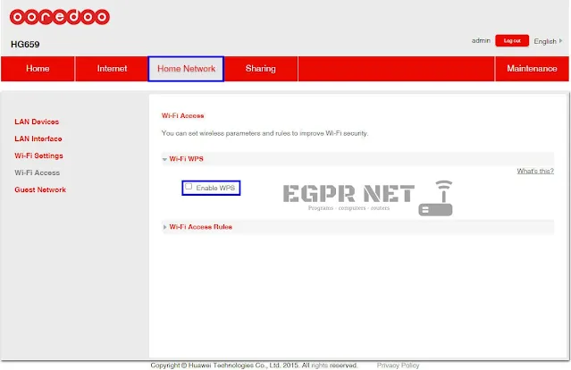 غلق wps في راوتر huawei HG659