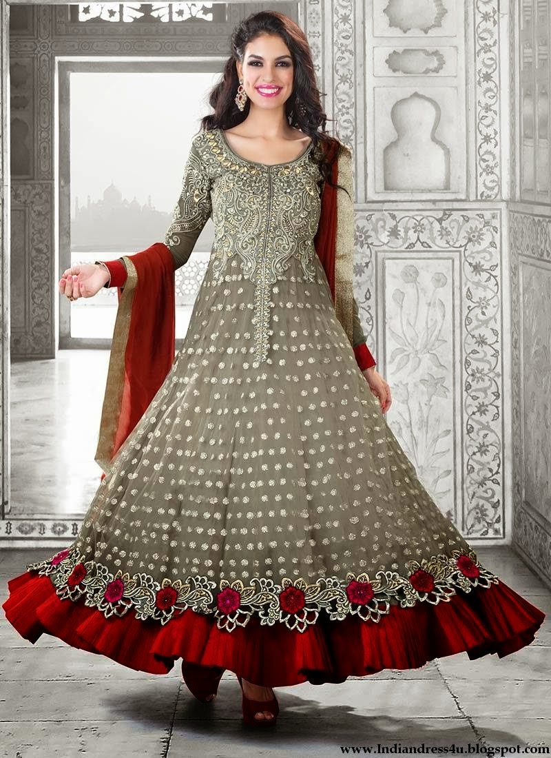 Long Designer Wedding Anarkali Dresses 2014  Beautiful Indian Dresses