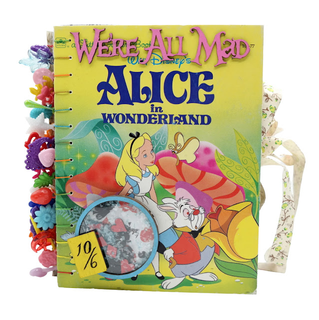 We're All Mad Alice in Wonderland Coptic Bound Board Book Mini Album