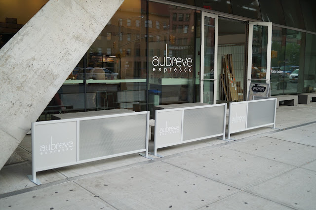 sidewalk cafe barriers, NYC, New York City, cafe barriers, restaurant barriers,outdoor cafe barriers, outdoor restaurant barriers