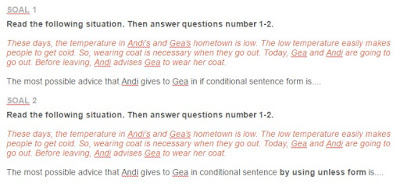 Contoh Soal Conditional Sentences with Advice