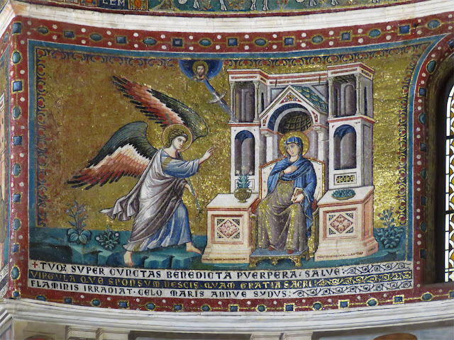 Mosaic of the Annunciation by Pietro Cavallini, Basilica of Our Lady in Trastevere, Piazza di Santa Maria in Trastevere, Rome