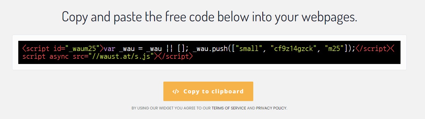 copy widget code provided