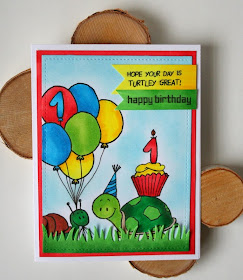 First Birthday Turtle Boy Card by Jess Moyer with Gerda Steiner Designs Clear Stamps jesscrafts.com