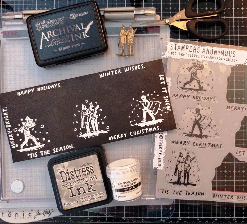 Tim Holtz 11 Holiday Sketchbook Clear Stamps & Stencil Set