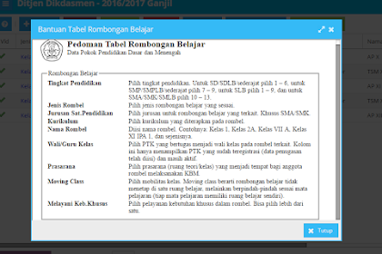 Pedoman Pengisian Tabel Rombongan Belajar di Dapodik Versi 2016