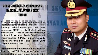 Selamat, Polres Pinrang Masuk 9 Besar Nasional Pelayanan SKCK Terbaik, Ini Kata Kapolres Pinrang