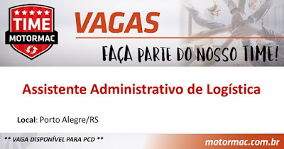 Vaga para Ass. Administrativo de Logística  em Porto Alegre