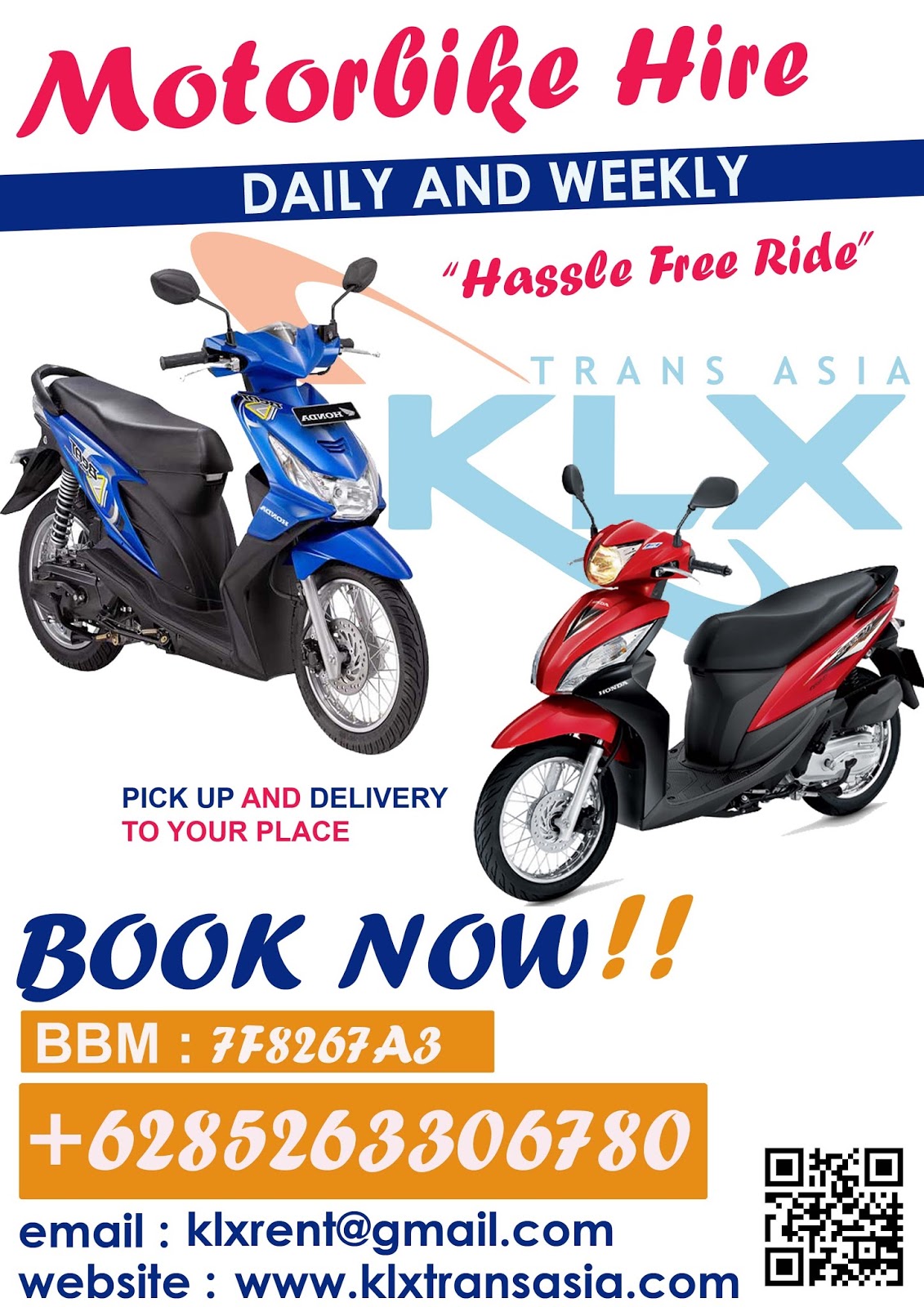 Batam Bike Rental ,Scooters, Motorbikes For Hire +6281298234630 - BATAM Motorbike Rental and
