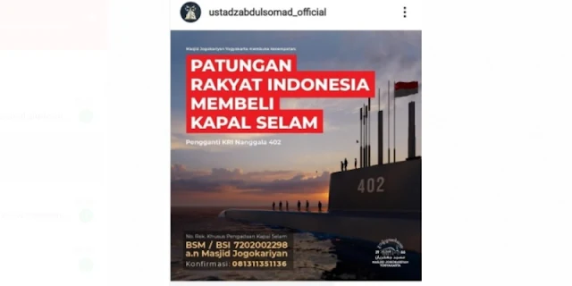 UAS Galang Patungan Rakyat Indonesia Beli Pengganti KRI Nanggala-402