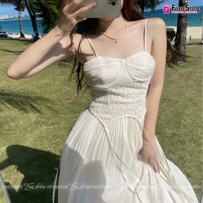 Váy maxi đi biển trắng VMXT550