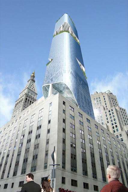 Photo of new New York tower as seen from the street looking up