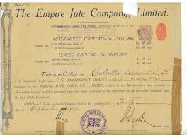 Share Certificate of "The Empire Jute Company Limited"