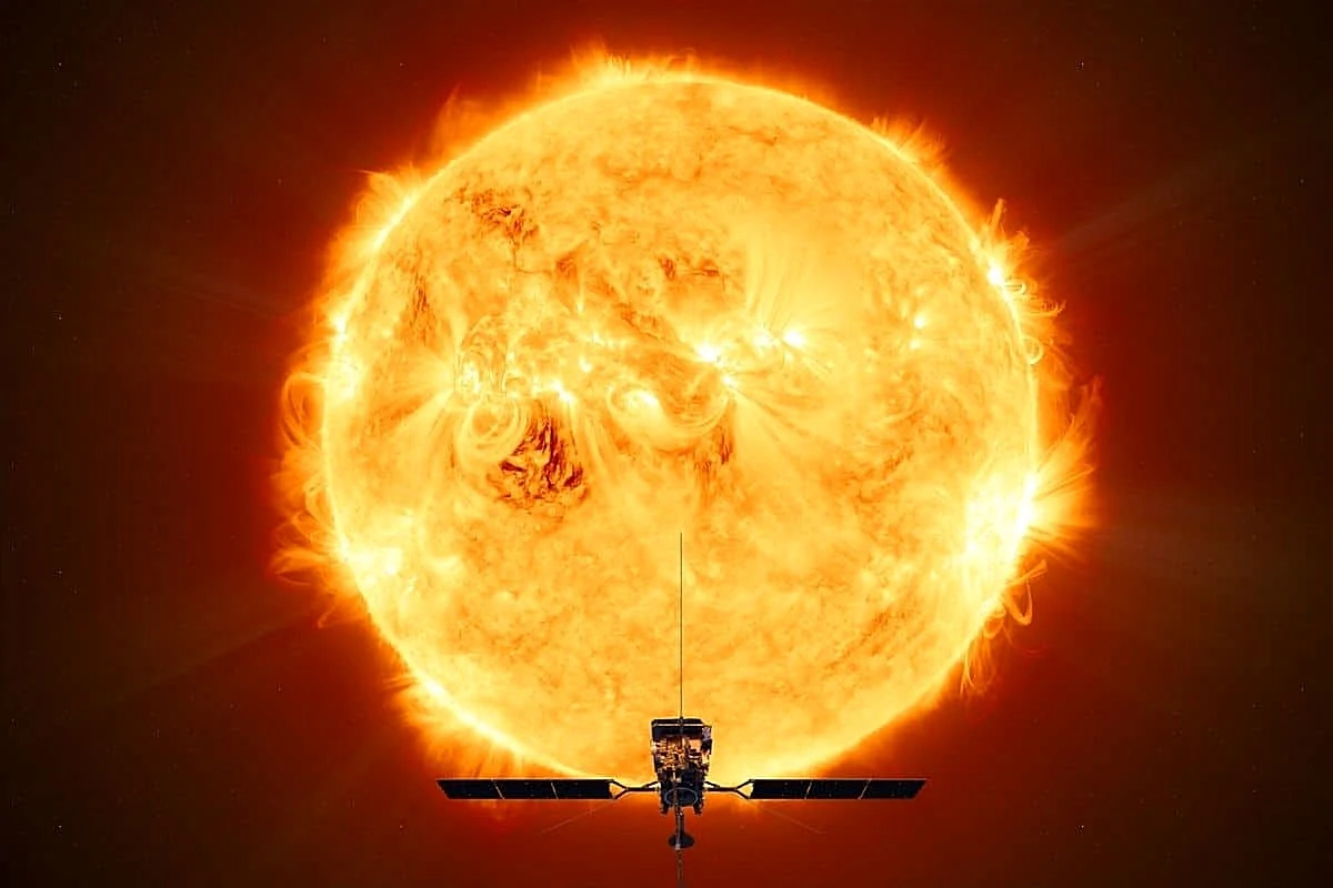 Esta es una fotografía real del sol, capturado por la sonda solar Orbiter