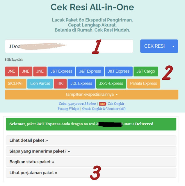 cara cek resi di cekresi.com