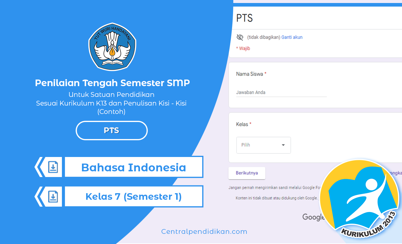 Soal PTS (Ganjil) Bahasa Indonesia Kelas 7 SMP 2022 Semester 1