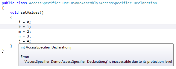 Access specifier in C# 2