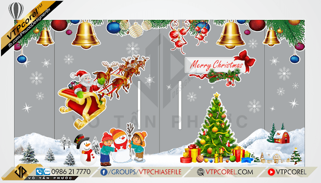 trang trí cửa kính noel