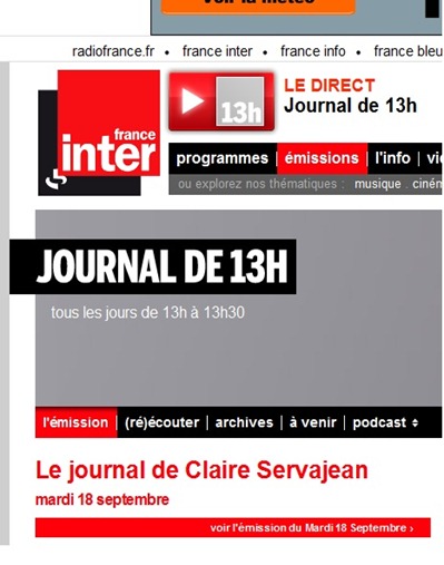 13 oras de France Inter 18 de setembre 2012