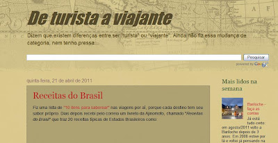 Primeiro template do blog De Turista a Viajante