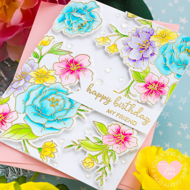 Tonic Studios, September 2020, Heartfelt Corsage, Blog Hop,Giveaway,Happy Mail Envelop,floral cards,Card Making, Stamping, Die Cutting, handmade card, ilovedoingallthingscrafty, Stamps, how to,