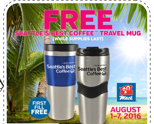 Mac's Free Seattle's Best Coffee Travel Mug Coupon