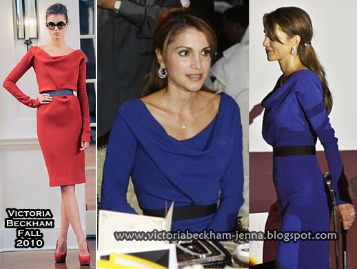 queen rania birthday party 2010. Celebrities in VB: Queen Rania of Jordan in a Modified Victoria Beckham Fall 