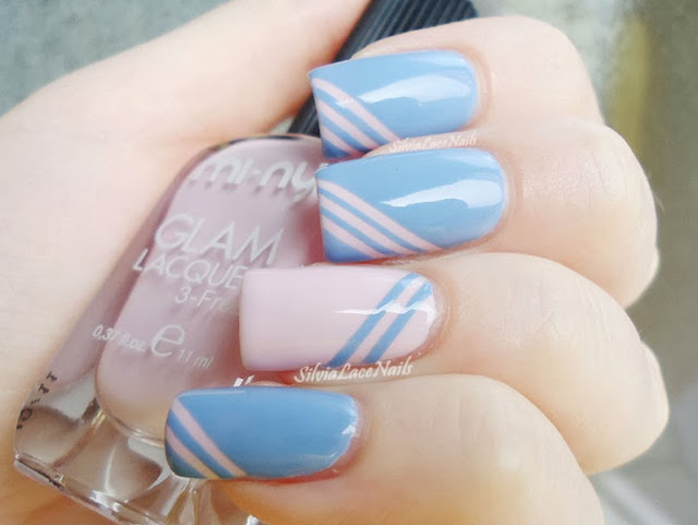 Silvia Lace Nails: Cotton candy stripes