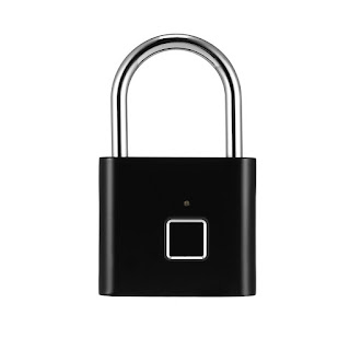 Smart Fingerprint Padlock Keyless indoor Anti-theft USB Charging black