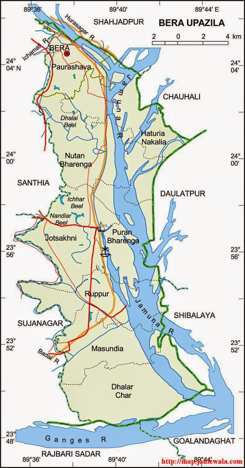 bera upazila map of bangladesh