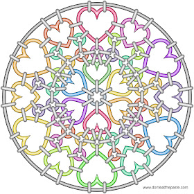 Heart chainmail mandala to color