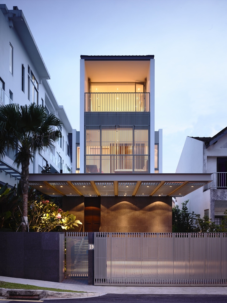 Front facade of Jln Angin Laut dream home by Hayla Architects