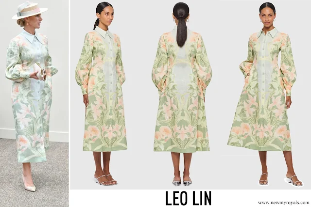 Zara Tindall wore LEO LIN Cecilia Linen Midi Dress Orient Print in Evergreen
