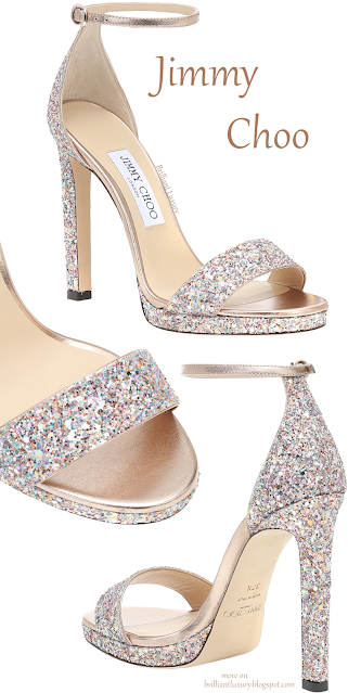 ♦Jimmy Choo Misty colorful sparkling glitter ankle wrap sandals #jimmychoo #shoes #brilliantluxury