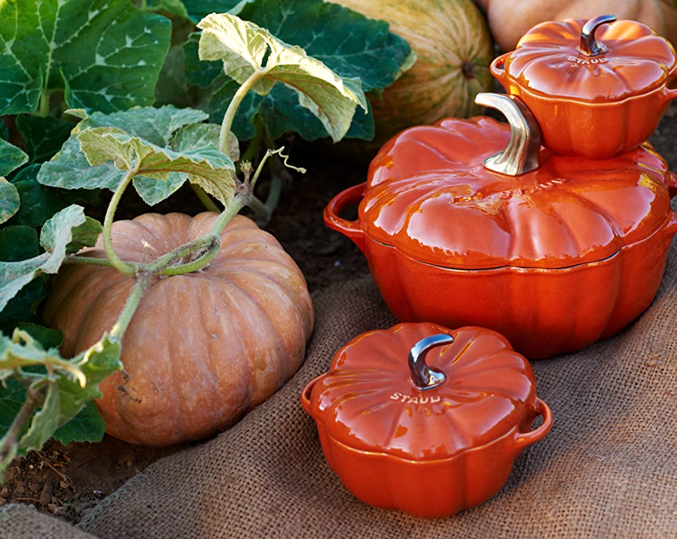 Staub Cast Iron Pumpkin Cocotte, 3.5-Quart, White