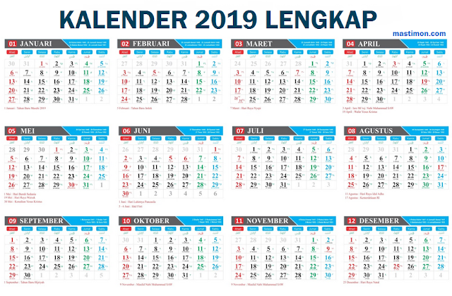  Kalender 2019 Masehi 1440 Hijriyah Indonesia Lengkap 