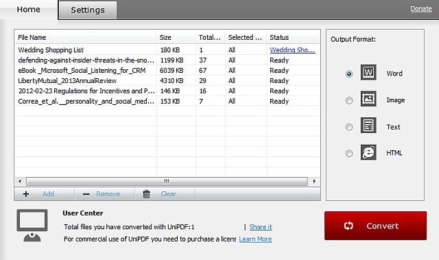 convertir des fichiers PDF vers Word unipdf