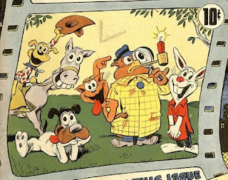 cartoon dog, rabbit, owl, cat and horse in this comic drawing by animator Dan Gordon