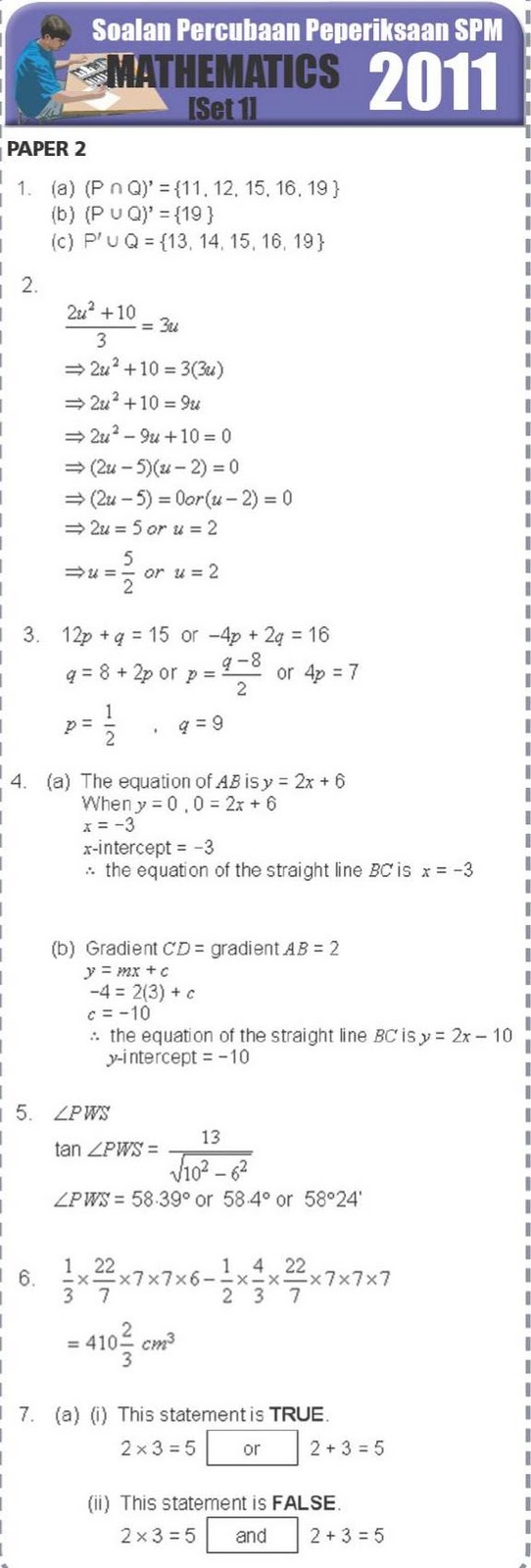 Koleksi soalan: Matematik SPM Kertas 2 Utusan