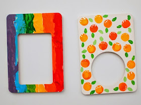 paint rainbow frame and orange frame- kids craft